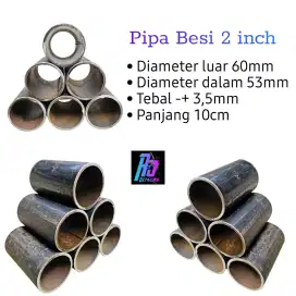 Pipa besi 2inch diameter 60mm panjang 10cm