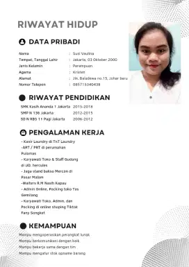 Cari kerja secepatnya ada mes/atau pp