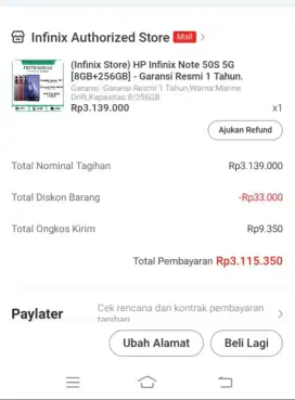 Infinix note 50s 5G baru
