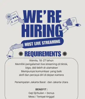 Lowongan kerja host live stream