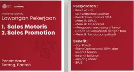 LOWONGAN KERJA SALES MOTORIS & SPG