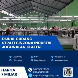 Gudang strategis luas 2200 m lokasi Klaten Aset terbaik