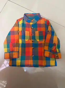 Kemeja Bayi kotak-kotak brand mothercare usia 6-9 bulan