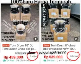 100%br TERMURAH 810 TOM DRUM CHINA HITAM DB