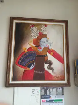 Lukisan kanvas penari Bali buatan Meike.W