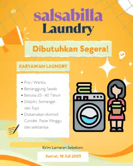 Lowongan Karyawan/i Laundry