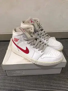 Nike Air Jordan 1 Mid White University Red Original NEGO