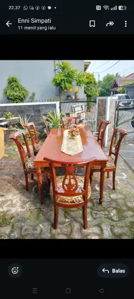 Set meja makan kayu Jati kursi 6