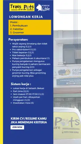Lowongan Kerja Part Time (3 posisi)