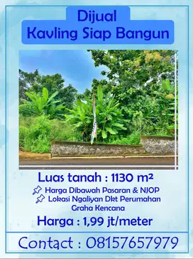 Dijual Murah Kavling seluas 1130 m² Siap Bangun
