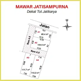 Kavling pinggir jalan area jatisampurna, Dekat Pasar Kranggan. SHM