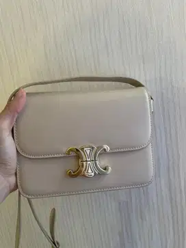 Celine calfskin triomphe beige