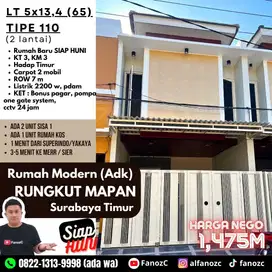 jual rumah surabaya, rumah rungkut, rumah siap huni, rumah baru 2 lt