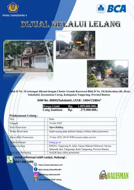 DIJUAL MELALUI LELANG WILAYAH TANGERANG !