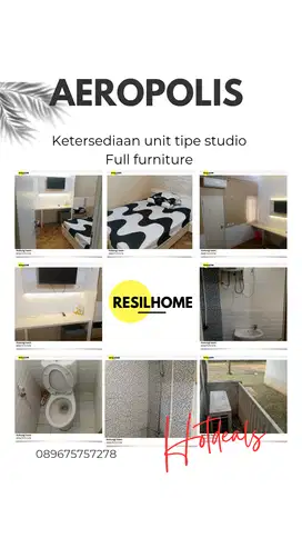 Sewa perbulan murah apartemen studio Aeropolis Tangerang Neglasari