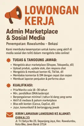 ADMIN MARKETPLACE & SOSIAL MEDIA
