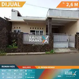 Dijual Rumah Kos Dekat Kampus Brawijaya di Jl Bunga-bunga Malang