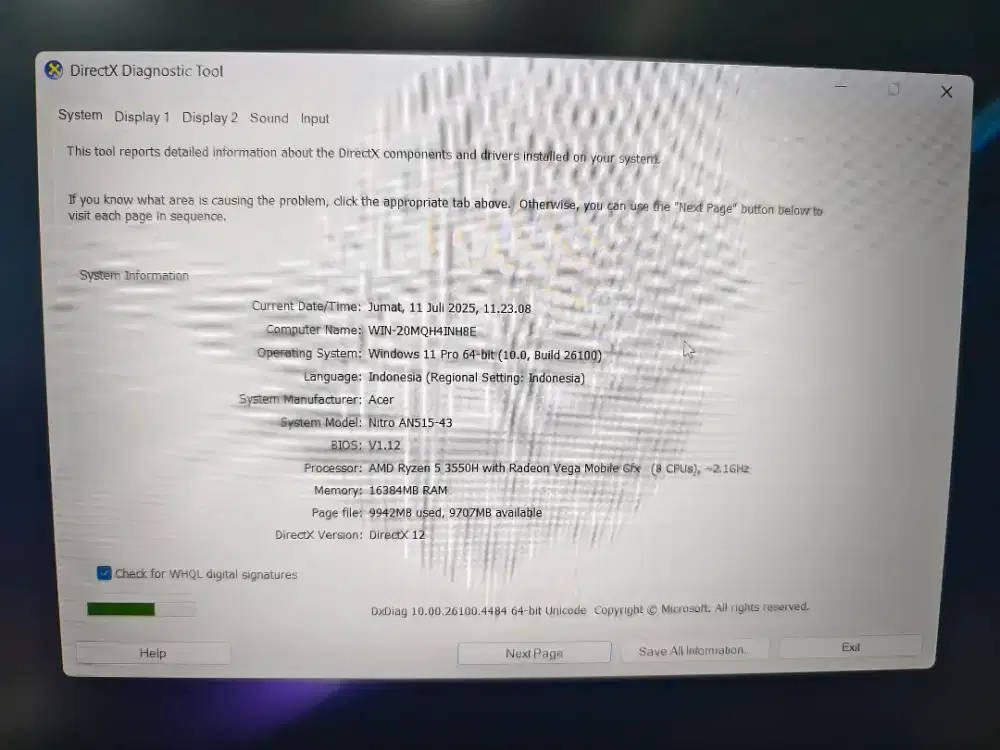 Laptop Acer Nitro 5 Ryzen 5 Radeon RX560