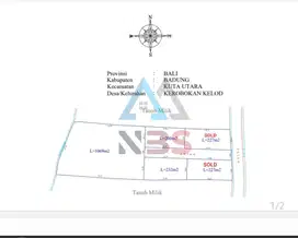 Dijual tanah lokasi premium Kerobokan semer kuwum umalas Bali.