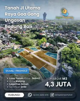 Dijual tanah kavling jalan raya goa gong ungasan badung bali