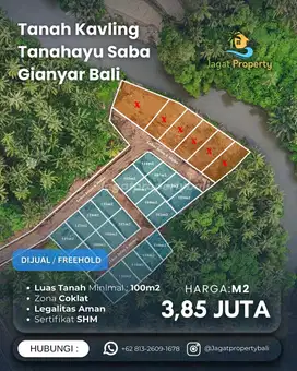 Dijual tanah kavling tanahayu saba gianyar bali