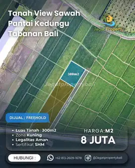 Dijual Tanah 300m2 Lokasi Pantai Kedungu Tabanan Bali