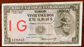 Uang Kertas 20 Timor Vinte Escudos, 1967