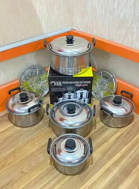 Panci Ndo 16 Cm - 24 Cm + 2 Steamer Tutup Stainlish 555