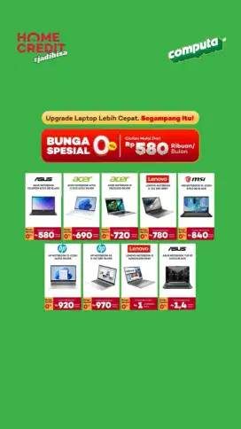 Laptop gaming cicilan rendah 0% dp