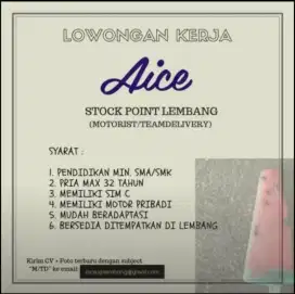 LOWONGAN KERJA MOTORIST/TEAM DELIVERY