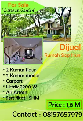 Rumah Cantik 2LT di Citrasun Garden Dijual Cepat BU