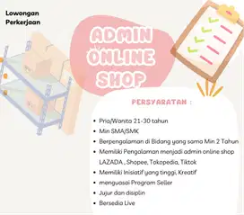 LOWONGAN KERJA ADMIN ONLINE SHOP