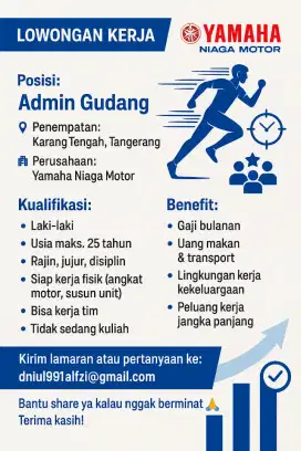 Loker Admin Tanpa Syarat Ribet – Penempatan Karang Tengah