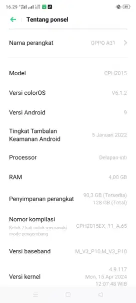 Oppo A31.4/128 second