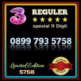 Nomor Cantik Perdana Three Indosat Premium angka Hoki 5758