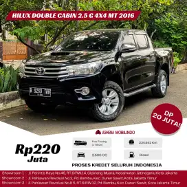 Hilux Double Cabin G 2.4 4x4 MT 2016 Hitam Cash/Kredit Terbaik SeOLX!