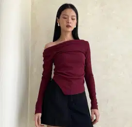 Vintage Lolita T-shirt Wanita burgundy