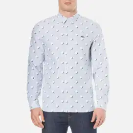 Kemeja long Sleeve Oxford LACOSTE LIVE AOP printed Size M