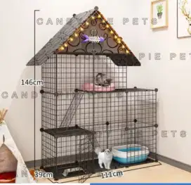 Kandang kucing wrna hitam cocok untuk peliharaan dirumh