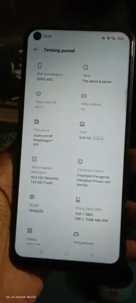 Oppo A92 (8+3/128) ori siap pakai