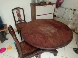 Meja Kursi Makan Antik Kayu Jati Jepara