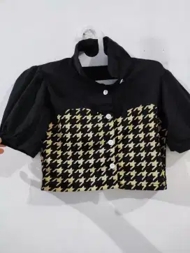 [New] Atasan Wanita Lengan Pendek Combi Hitam Coklat