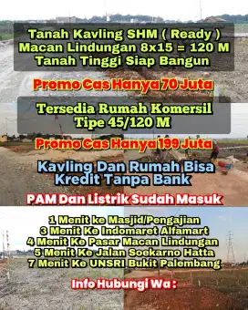 Kavling Viral Dan Rumah Komersil SHM Sudah Keluar 7 Menit Dari UNSRI
