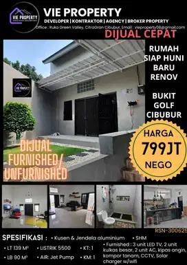 Jual Cepat Rumah Cabtik Siap Huni Sudah Renovasi. Bukit Golf Cibubur