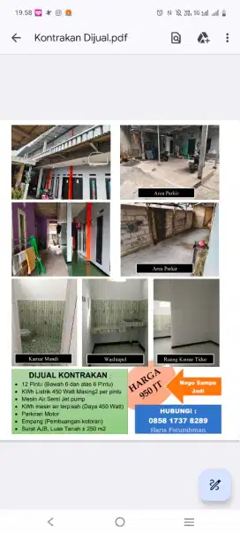 Dijual Kontrakan 12 Pintu di kawasan industri. cocok untuk investasi