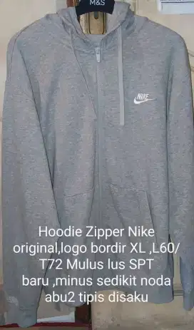 Jaket hoodie resleting Nike original