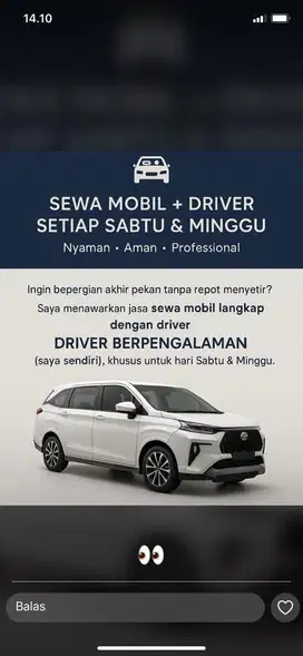 Sewa Mobil + Driver Weekend