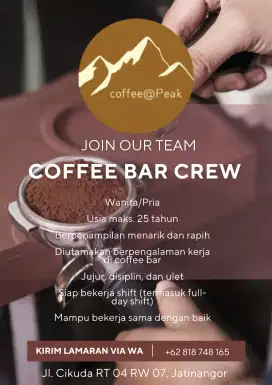 Lowongan untuk coffee bar crew