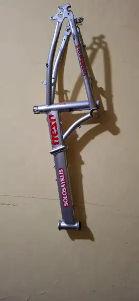 frame + fork sepeda lipat 20 bahan hi ten steel