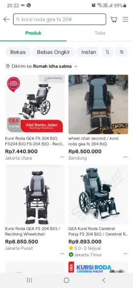 kursi roda gea rebahan